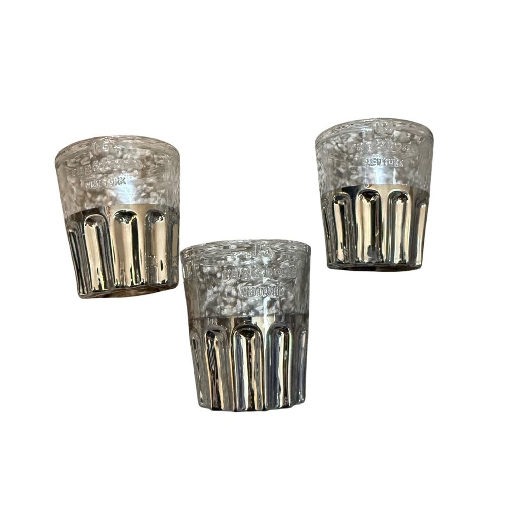 Rag & Bone Glass Metal Ridges Shot Glasses Set of 3 Modern